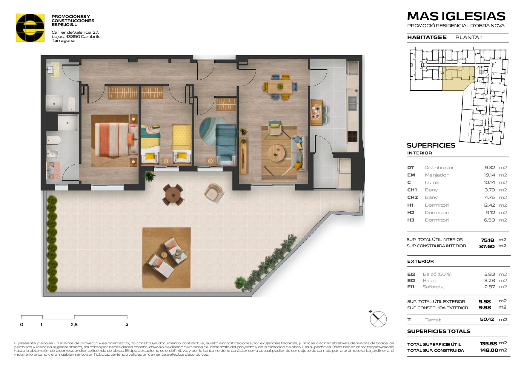 Vivienda E TERRAZA + PK 40 + TRAST 42